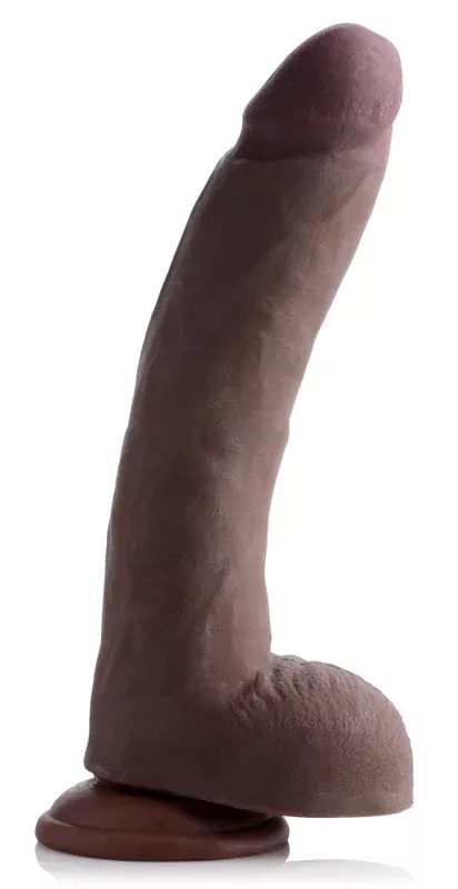 10-inch-ultra-real-dual-layer-suction-cup-dildo-dark-skin-tone 10 Inch Ultra Real Dual Layer Suction Cup Dildo- Dark Skin Tone