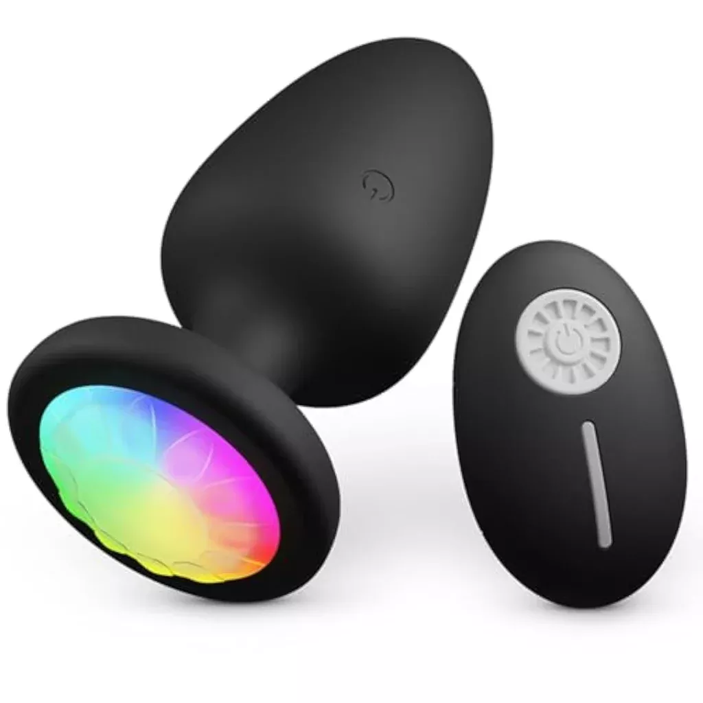 10-mode-vibrating-anal-massager-with-led-glow-rechargeable-silicone-prostate-plu 10 Mode Vibrating Anal Massager with LED Glow, Rechargeable Silicone Prostate Plug for Men