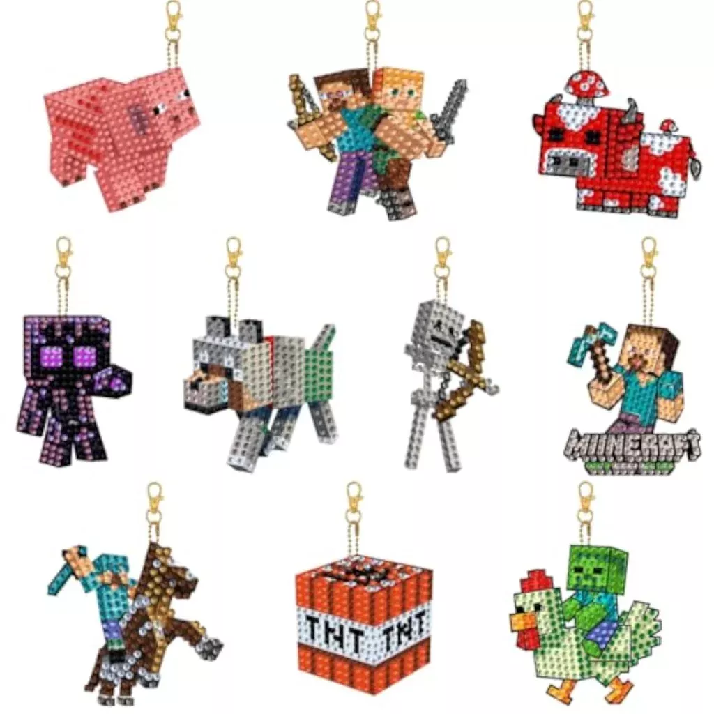 10-pack-kids-diamond-art-keychains-double-sided-gem-craft-kit-ages-6-12 10 Pack Kids Diamond Art Keychains, Double-Sided Gem Craft Kit Ages 6-12
