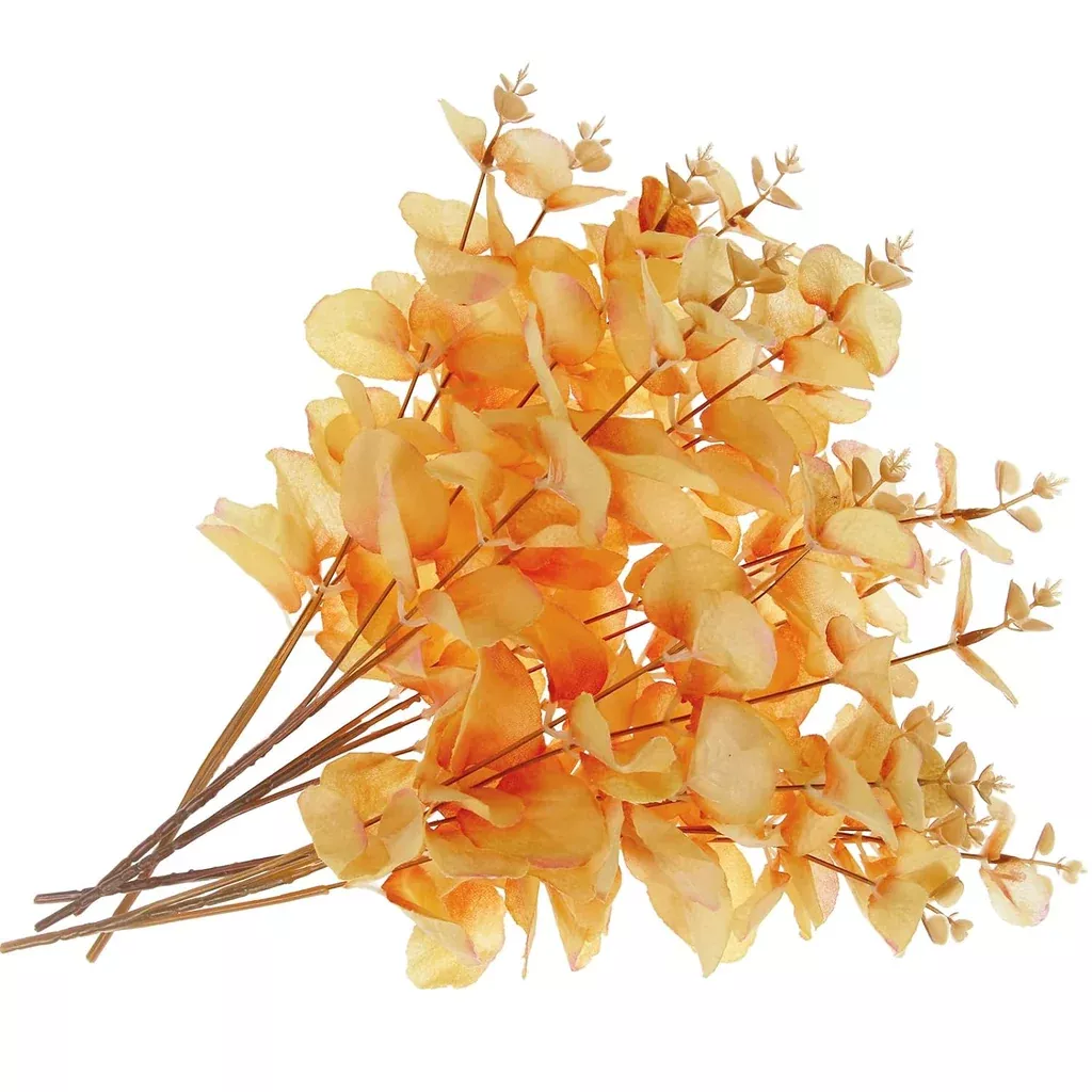 10-pcs-artificial-eucalyptus-branches-yellow-fall-stems-faux-eucalyptuses-autu 10 Pcs Artificial Eucalyptus Branches Yellow Fall Stems Faux Eucalyptuses Autu