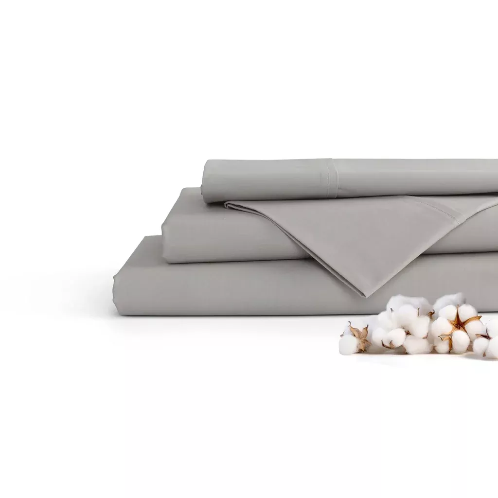 100-cotton-percale-sheets-queen-size-silver-deep-pocket-4-pieces-sheet-set 100% Cotton Percale Sheets Queen Size, Silver, Deep Pocket, 4 Pieces Sheet Set
