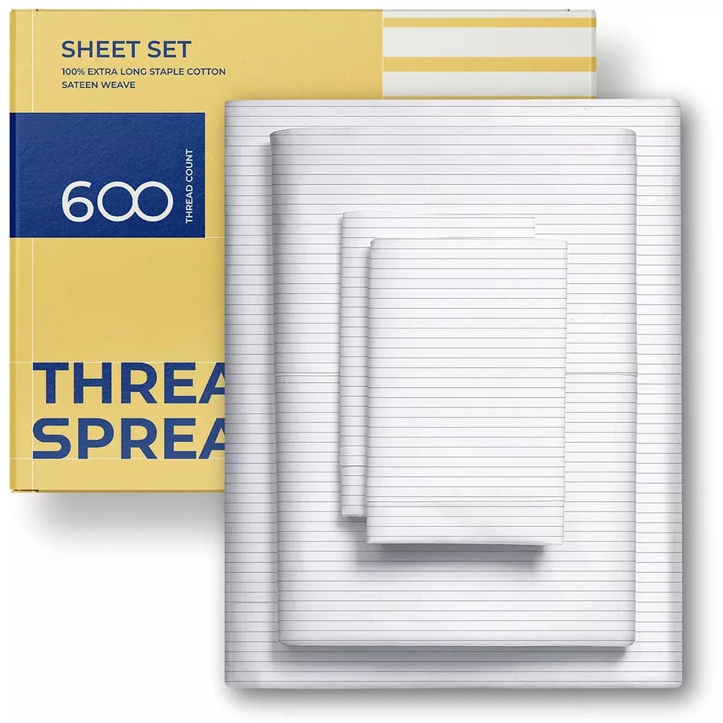 100-cotton-printed-bed-sheets-pinstripe-lightgrey-printed-600-tc-4-pc-que 100% Cotton Printed Bed Sheets - Pinstripe - Lightgrey Printed 600 Tc 4 Pc Que