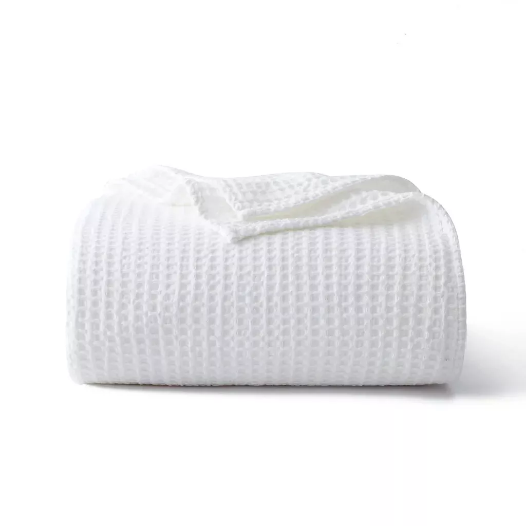 100-cotton-waffle-blanket-white-queen-size-90-90-pre-washed 100% Cotton Waffle Blanket (White - Queen Size - 90 * 90''), Pre-Washed And An