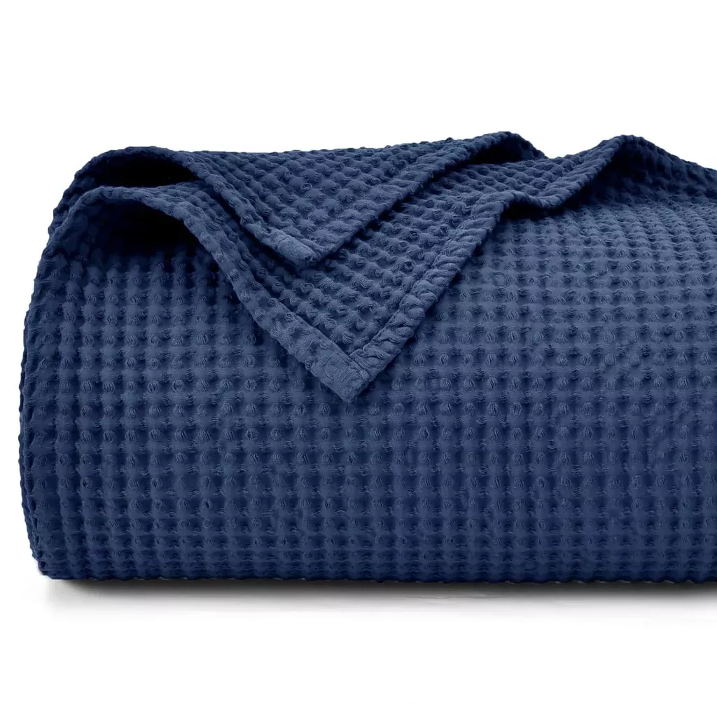 100-cotton-waffle-weave-blanket-queen-size-90-x90-lightweight-washed-soft-br 100% Cotton Waffle Weave Blanket Queen Size 90"X90"-Lightweight Washed Soft Br