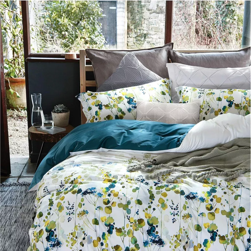 100-egyptian-cotton-duvet-cover-set-botanical-gradient-yellow-green-leaf-pri 100% Egyptian Cotton Duvet Cover Set, Botanical Gradient Yellow Green Leaf Pri