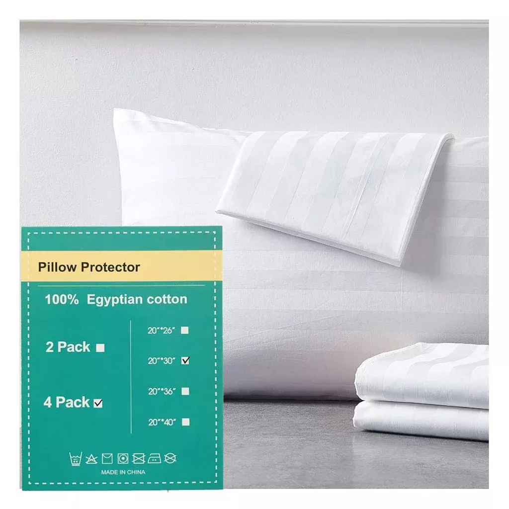 100-egyptian-cotton-queen-pillow-protectors-set-4-400-thread-count-sateen 100% Egyptian Cotton Queen Pillow Protectors Set Of 4, 400 Thread Count Sateen
