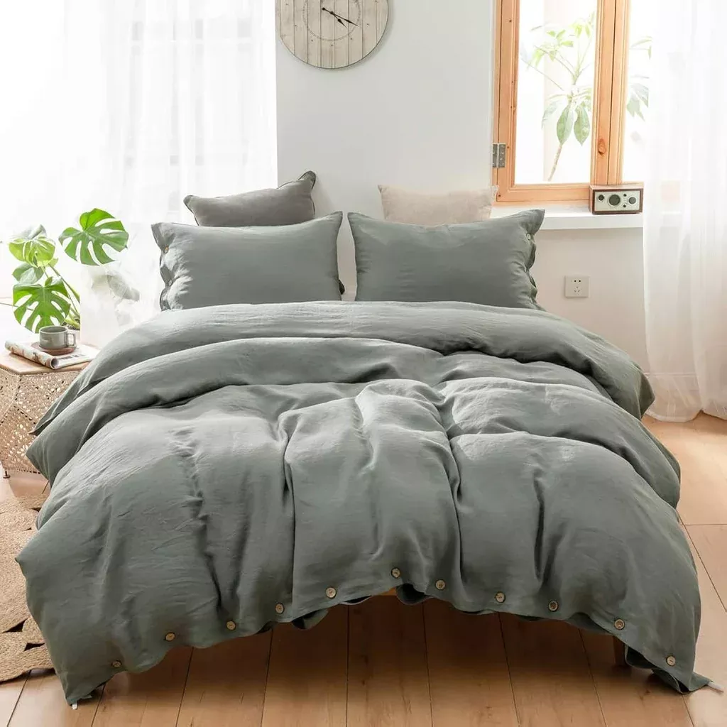 100-linen-duvet-cover-set-3pcs-with-coconut-button-closure-natural-french-was 100% Linen Duvet Cover Set 3Pcs With Coconut Button Closure Natural French Was