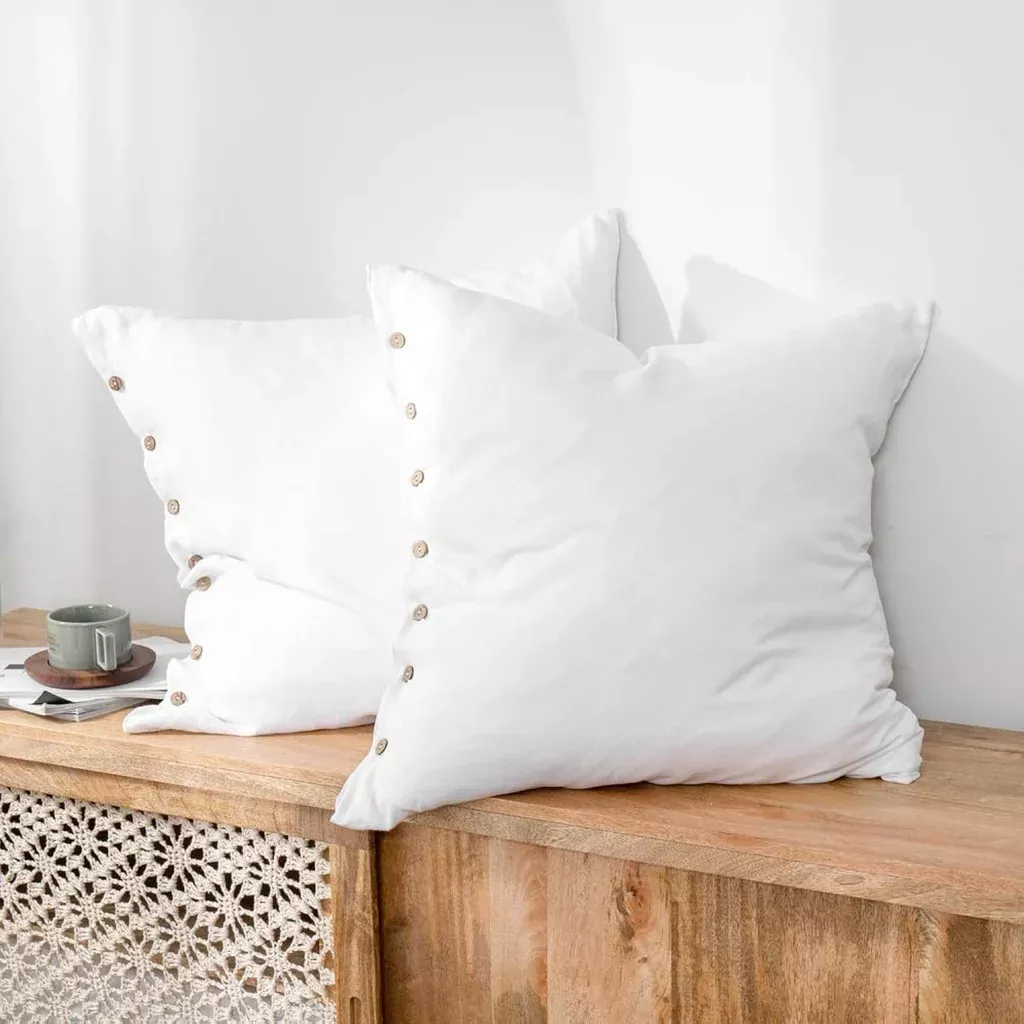 100-linen-euro-shams-with-coconut-button-26-x-26-pack-2-washed 100% Linen Euro Shams With Coconut Button ( 26'' X 26'' ) - Pack Of 2 - Washed