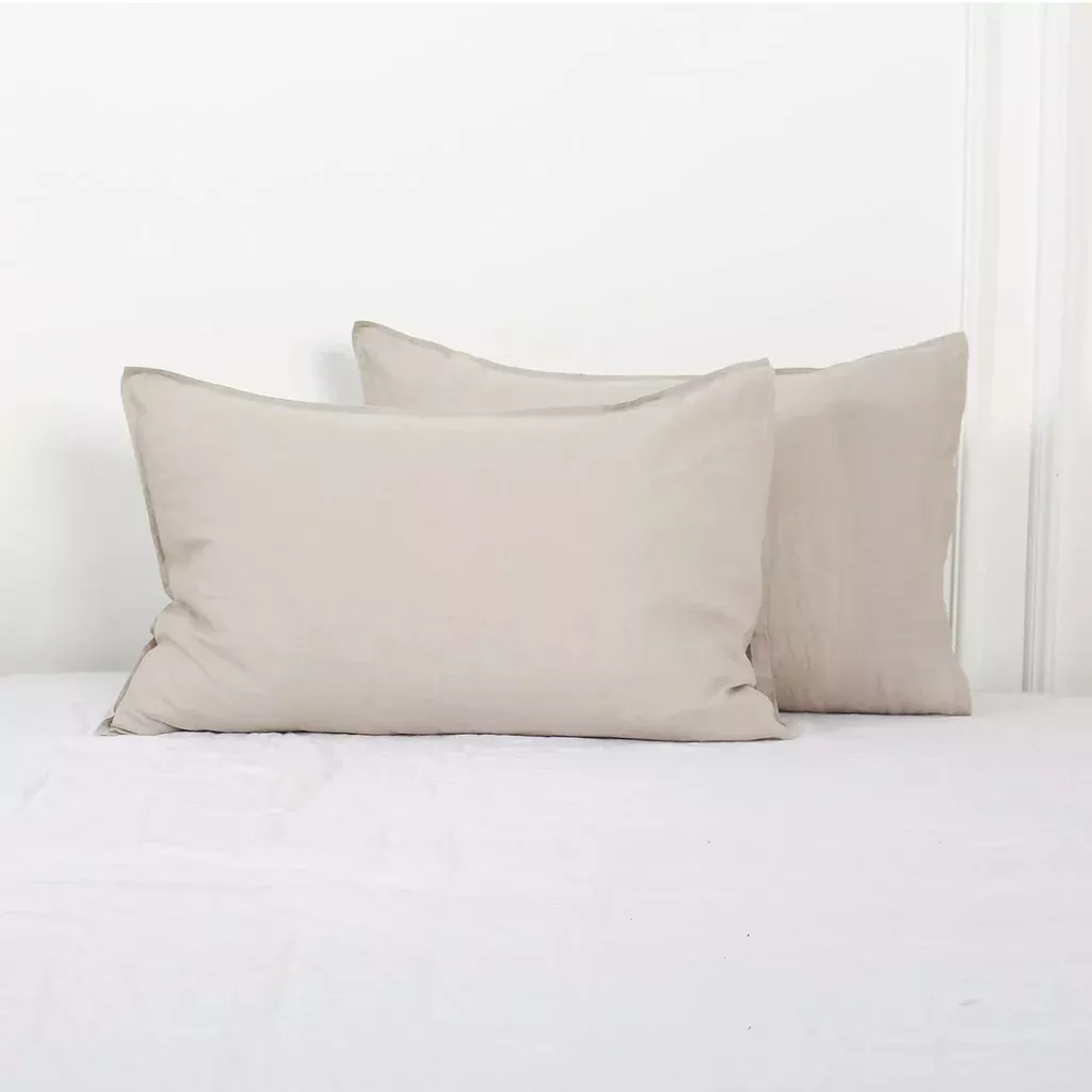 100-linen-pillowcases-1-pair-basic-style-envelope-overlap-closure-french-natu 100% Linen Pillowcases 1 Pair Basic Style Envelope Overlap Closure French Natu