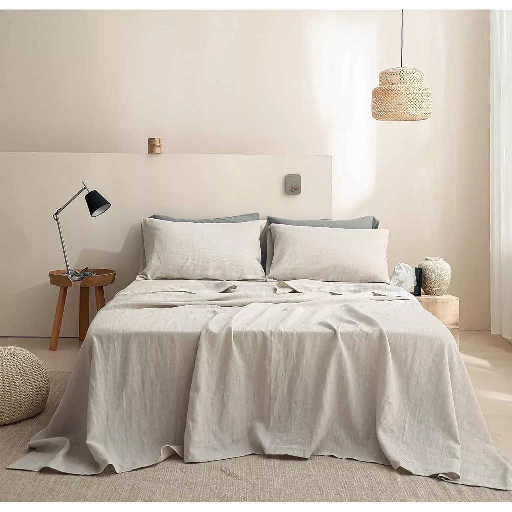 100-linen-sheet-set-solid-color-4-pcs-washed-french-linen-bed-sheets-1-flat-s 100% Linen Sheet Set Solid Color-4 Pcs Washed French Linen Bed Sheets(1 Flat S