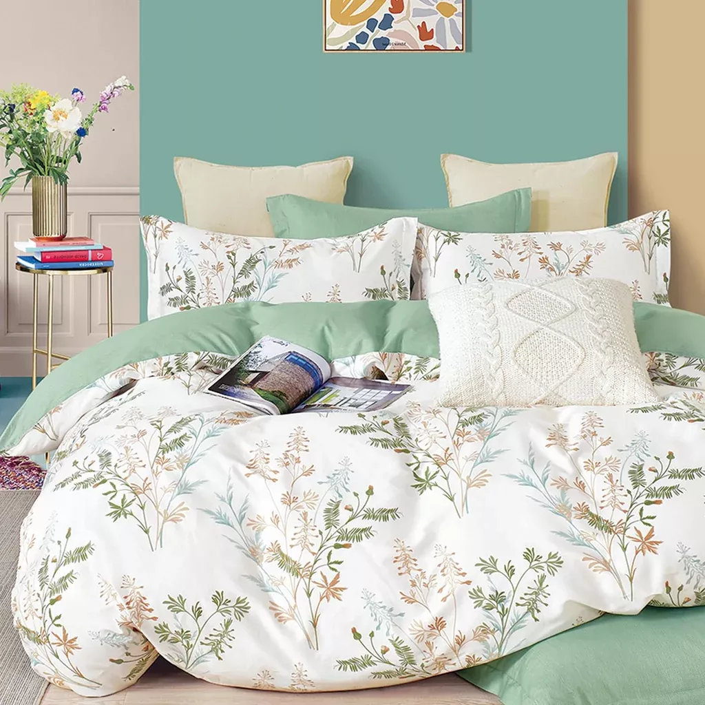 100-natural-cotton-3pcs-botanical-comforter-sets-king-size-green-comforter-wi 100% Natural Cotton 3Pcs Botanical Comforter Sets King Size-Green Comforter Wi