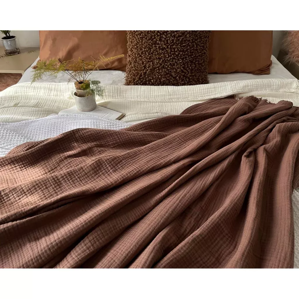 100-organic-cotton-muslin-throw-blanket-couch-adult-travel-4-layer-pre 100% Organic Cotton Muslin Throw Blanket For Couch Adult, Travel, 4-Layer Pre-