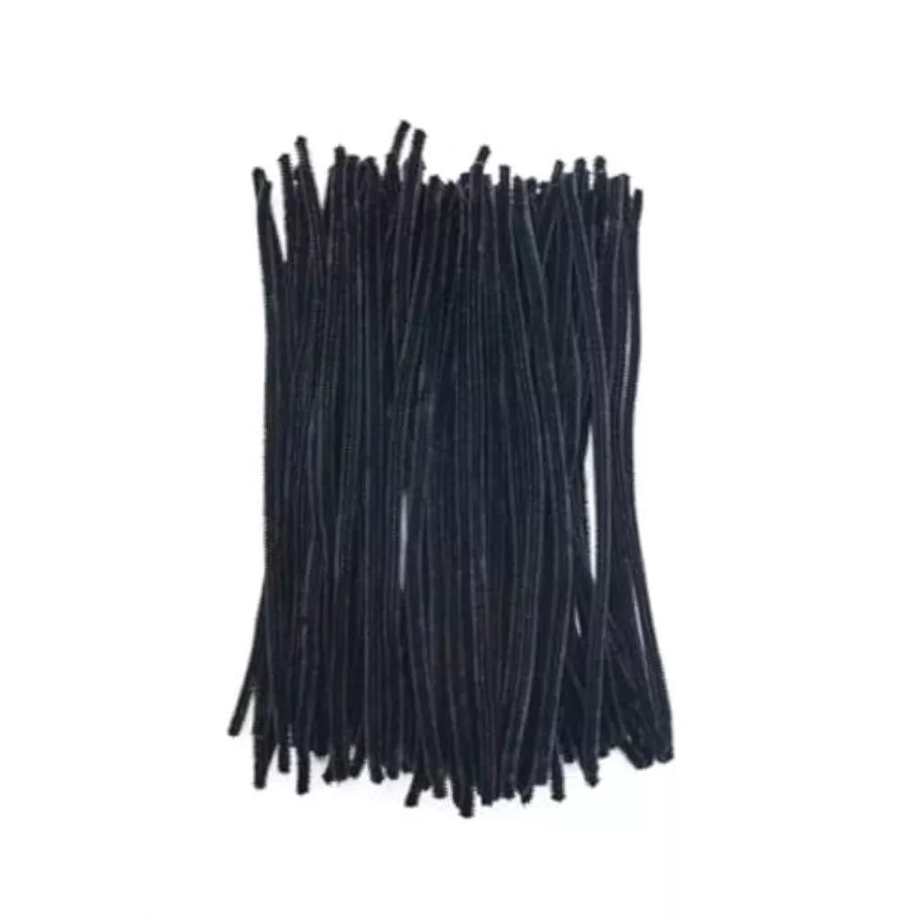 100 Pcs Black Pipe Cleaners, 12.4 Inch Fluffy Chenille Stems for DIY Crafts