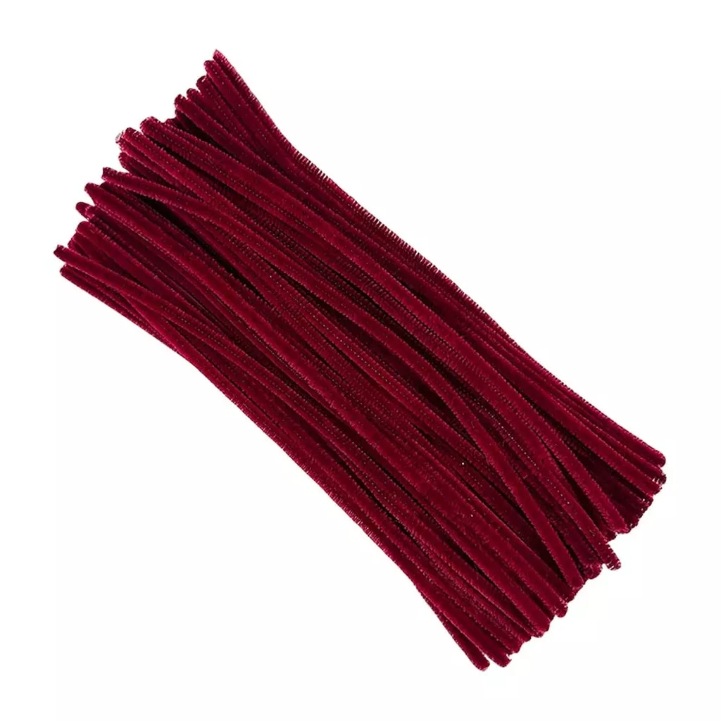 100 Pcs Red Plush Pipe Cleaners, Chenille Craft Stems for Kids DIY Projects