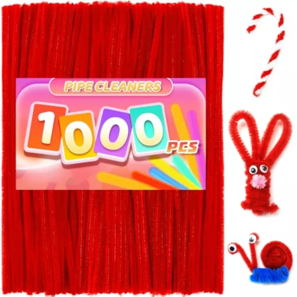1000-pcs-red-pipe-cleaners-chenille-stems-diy-crafts-party-decor 1000 Pcs Red Pipe Cleaners, Chenille Stems for DIY Crafts & Party Decor