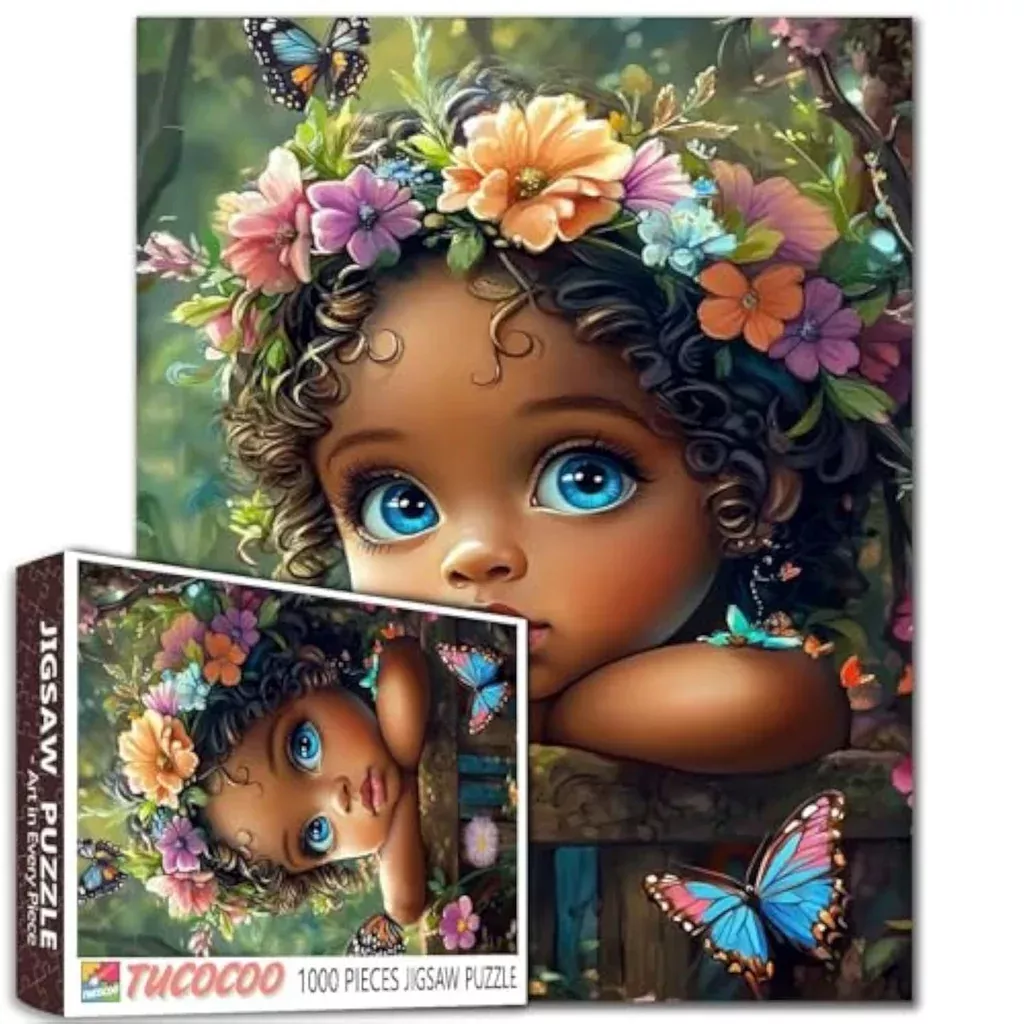 1000-piece-afro-black-girl-jigsaw-puzzle-adults-tropical-forest-art 1000 Piece Afro Black Girl Jigsaw Puzzle for Adults, Tropical Forest Art