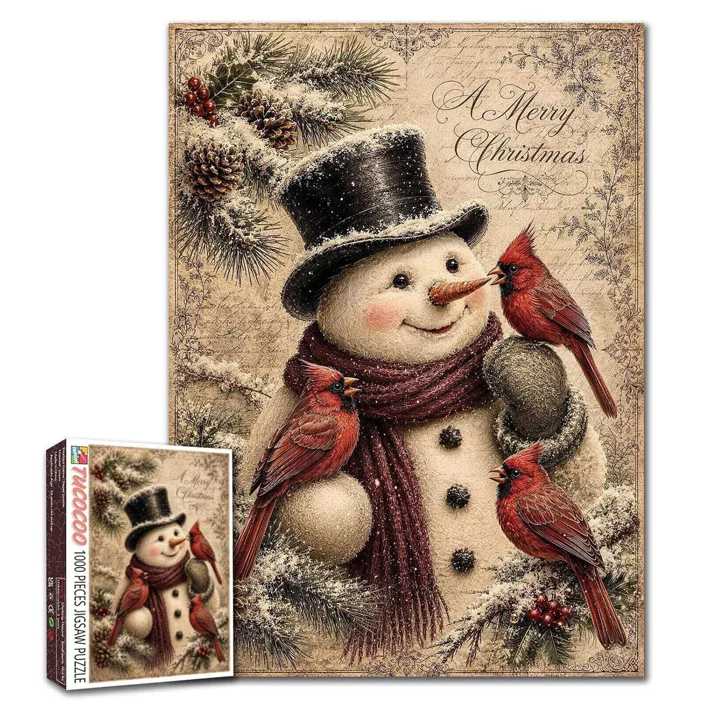1000-piece-christmas-snowman-jigsaw-puzzle-adults-holiday-family-activity 1000 Piece Christmas Snowman Jigsaw Puzzle for Adults, Holiday Family Activity