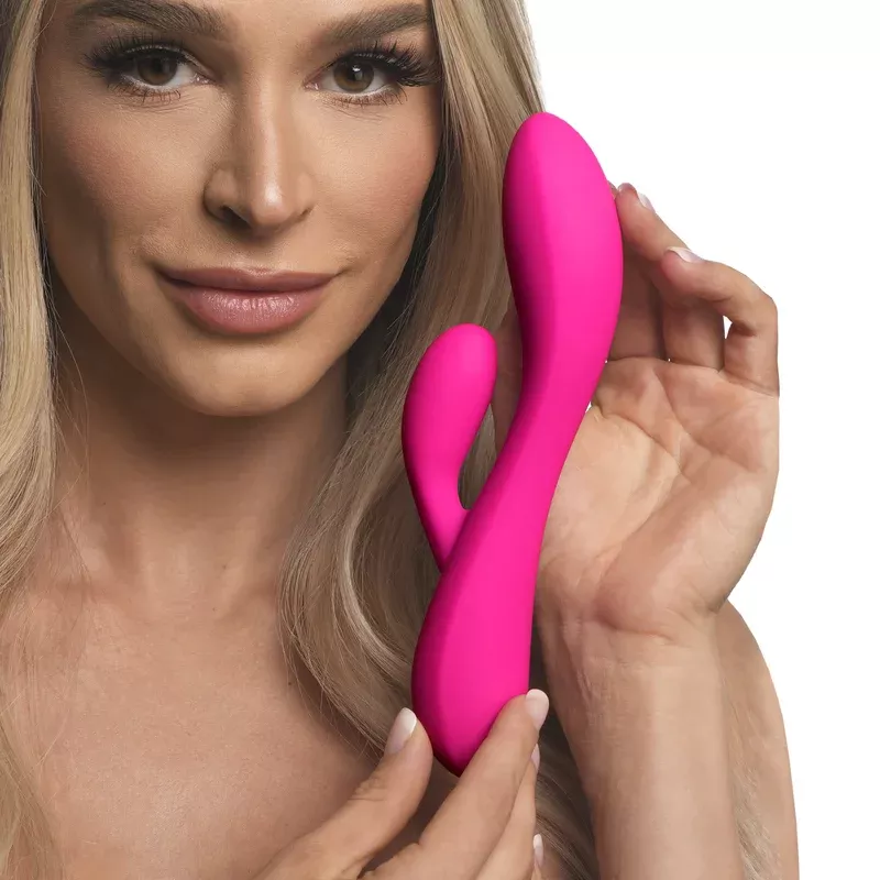 10x-flexible-silicone-rabbit-vibrator-pink 10X Flexible Silicone Rabbit Vibrator - Pink