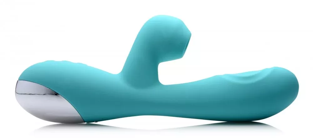 10x-silicone-suction-rabbit-vibrator-teal 10X Silicone Suction Rabbit Vibrator - Teal