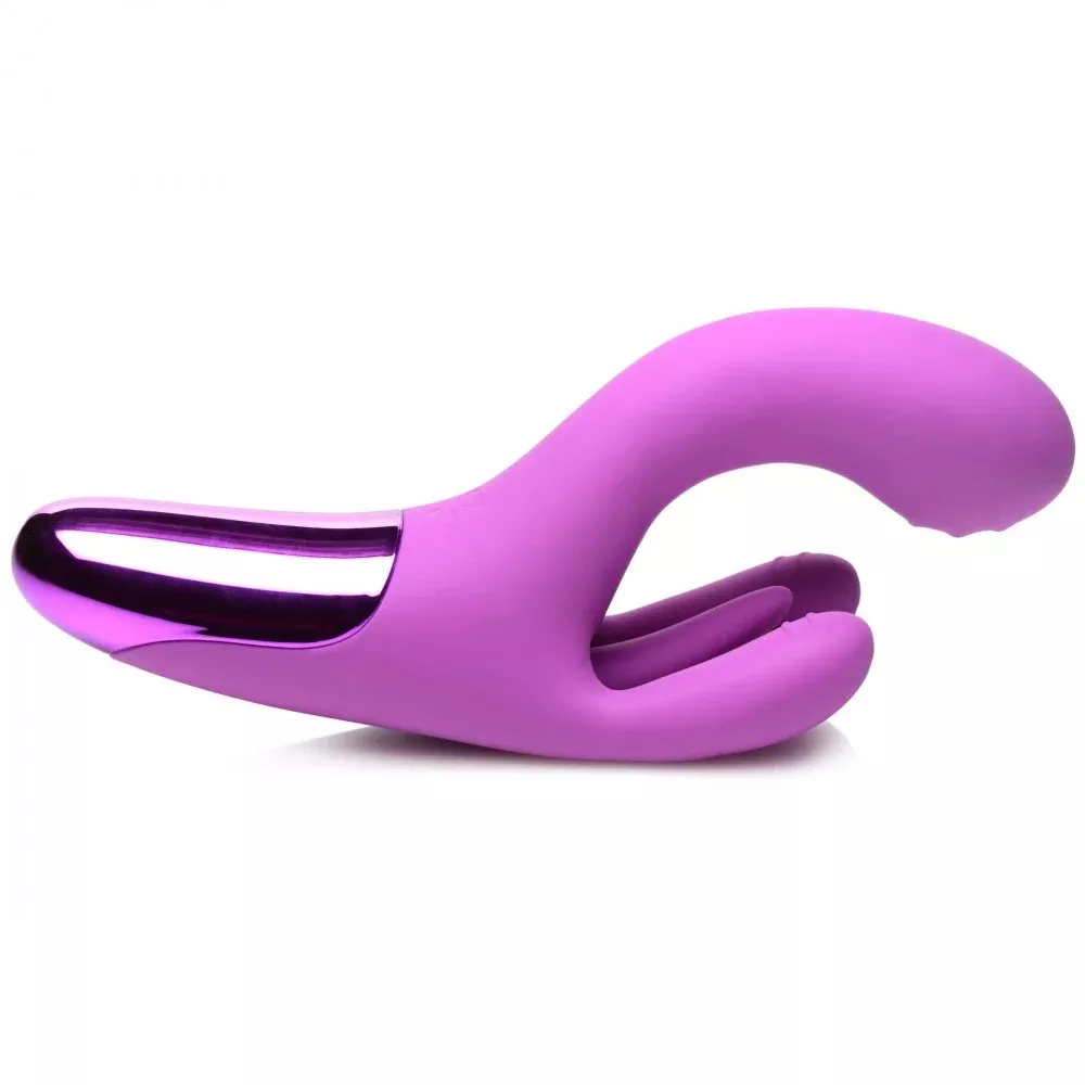10x-triple-rabbit-silicone-vibrator-purple 10X Triple Rabbit Silicone Vibrator - Purple