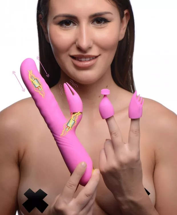 10x-versa-thrust-vibe-rabbit-vibrator-w-attachments-pink 10X Versa-Thrust Vibe & Rabbit Vibrator w/ Attachments – Pink