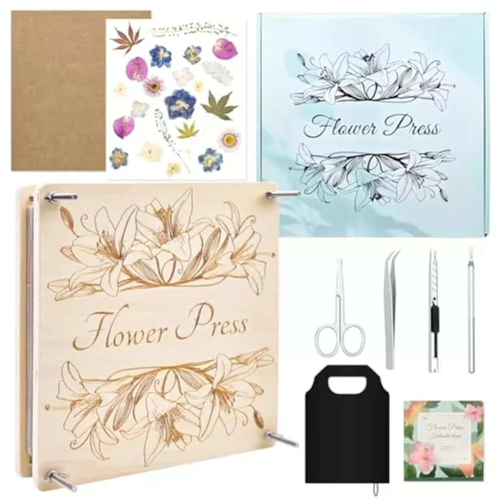 11 x 11 Inch Wooden Flower Press Kit, 10 Layers for Bouquet Preservation & Crafts