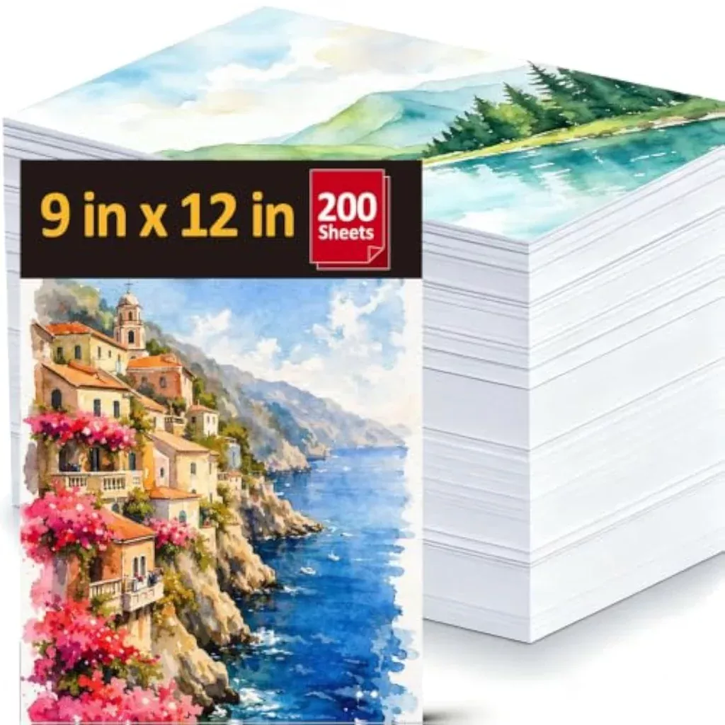 200-sheets-watercolor-paper-9-x-12-inch-watercolor-paper-bulk-110lb-230gsm 200 Sheets Watercolor Paper 9 X 12 Inch, Watercolor Paper Bulk 110lb/230gsm