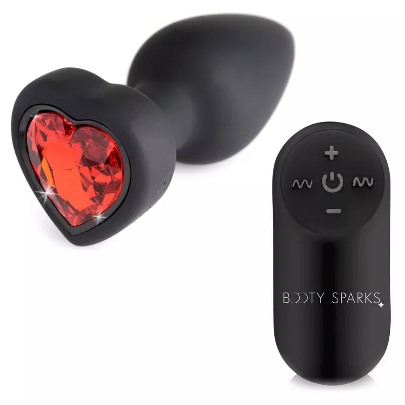 28x-vibrating-silicone-red-heart-anal-plug-small 28X Vibrating Silicone Red Heart Anal Plug - Small