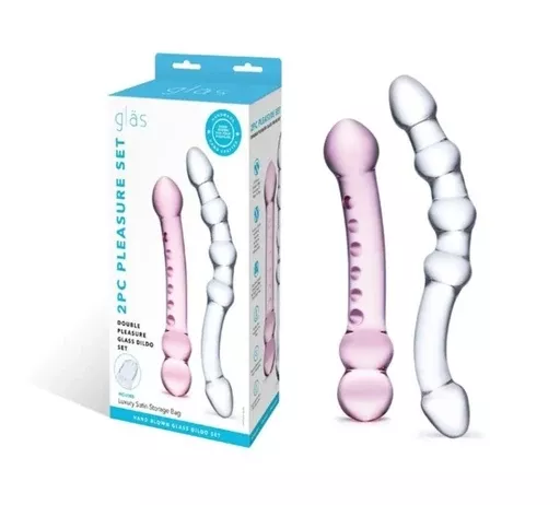 2pc-double-pleasure-glass-dildo-set 2PC Double Pleasure Glass Dildo Set
