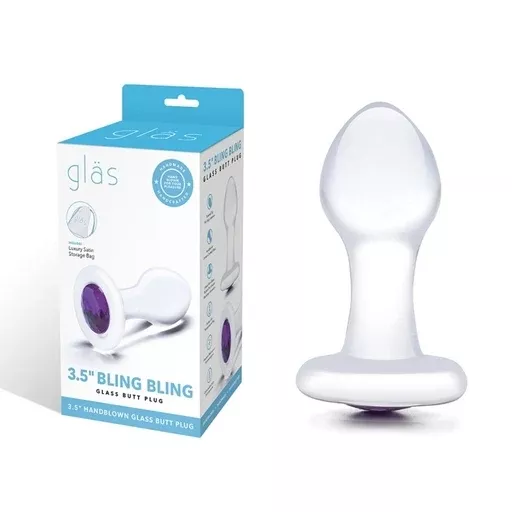 3-5-bling-bling-glass-butt-plug 3.5" Bling Bling Glass Butt Plug