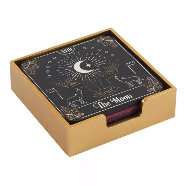4-piece-tarot-card-coaster-set 4 Piece Tarot Card Coaster Set