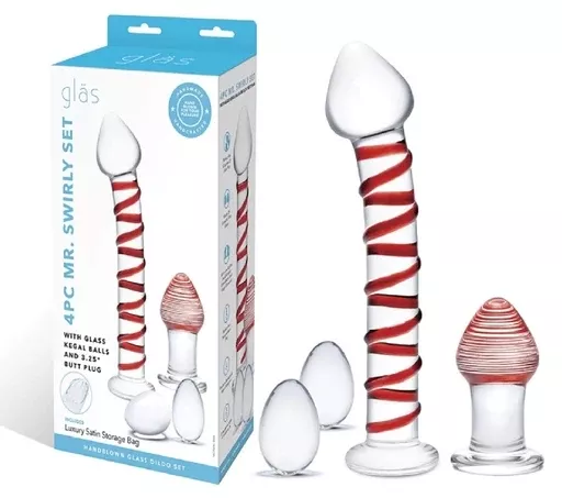 4pc-mr-swirly-set-with-glass-kegal-balls-3-25-butt-plug 4PC MR. SWIRLY SET WITH GLASS KEGAL BALLS & 3.25" BUTT PLUG