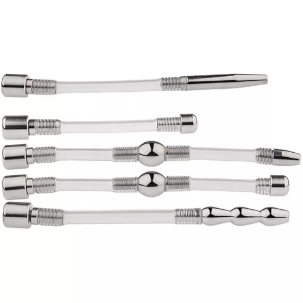 5-pcs-sex-toy-penis-plug-chastity-device-sound-urethral-plug-urethra-trainer-set 5 Pcs Sex Toy Penis Plug Chastity Device Sound Urethral Plug Urethra Trainer Set Chastity Lock Accessories Urethral Toy Urethral Masturbation Stick Catheter Sound For Male Urethra Stimulation
