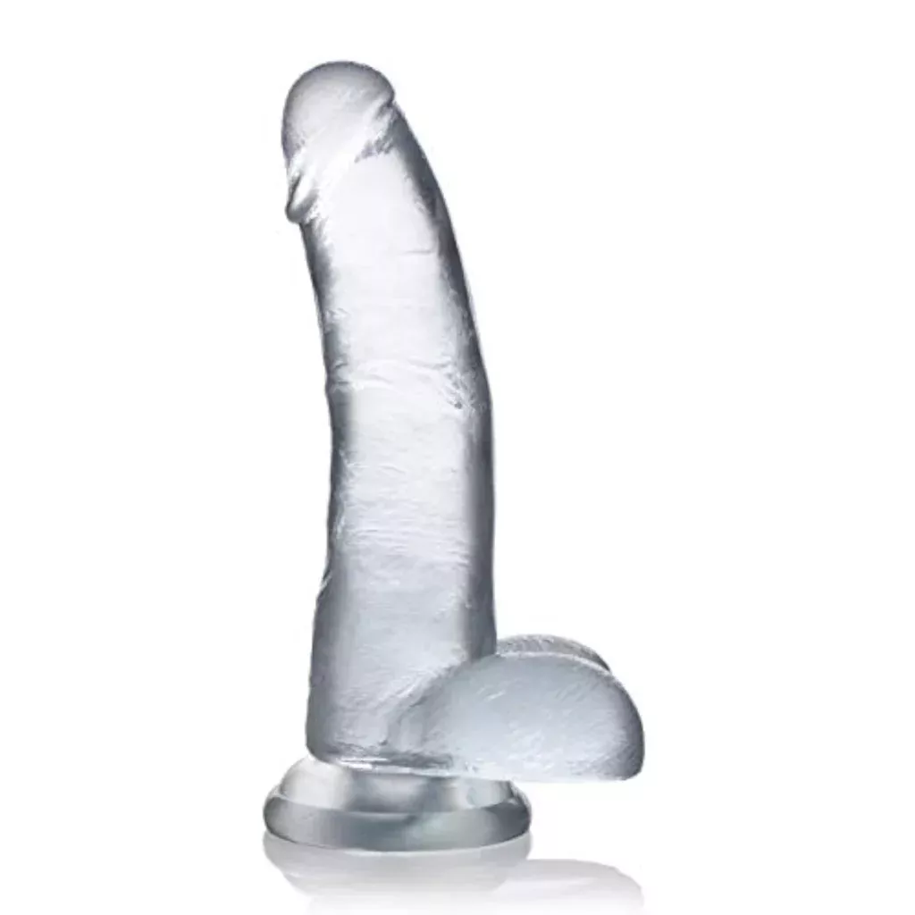 9-inch-jock-strap-compatible-dildo-with-crystal-clear-design 9-Inch Jock Strap Compatible Dildo with Crystal Clear Design