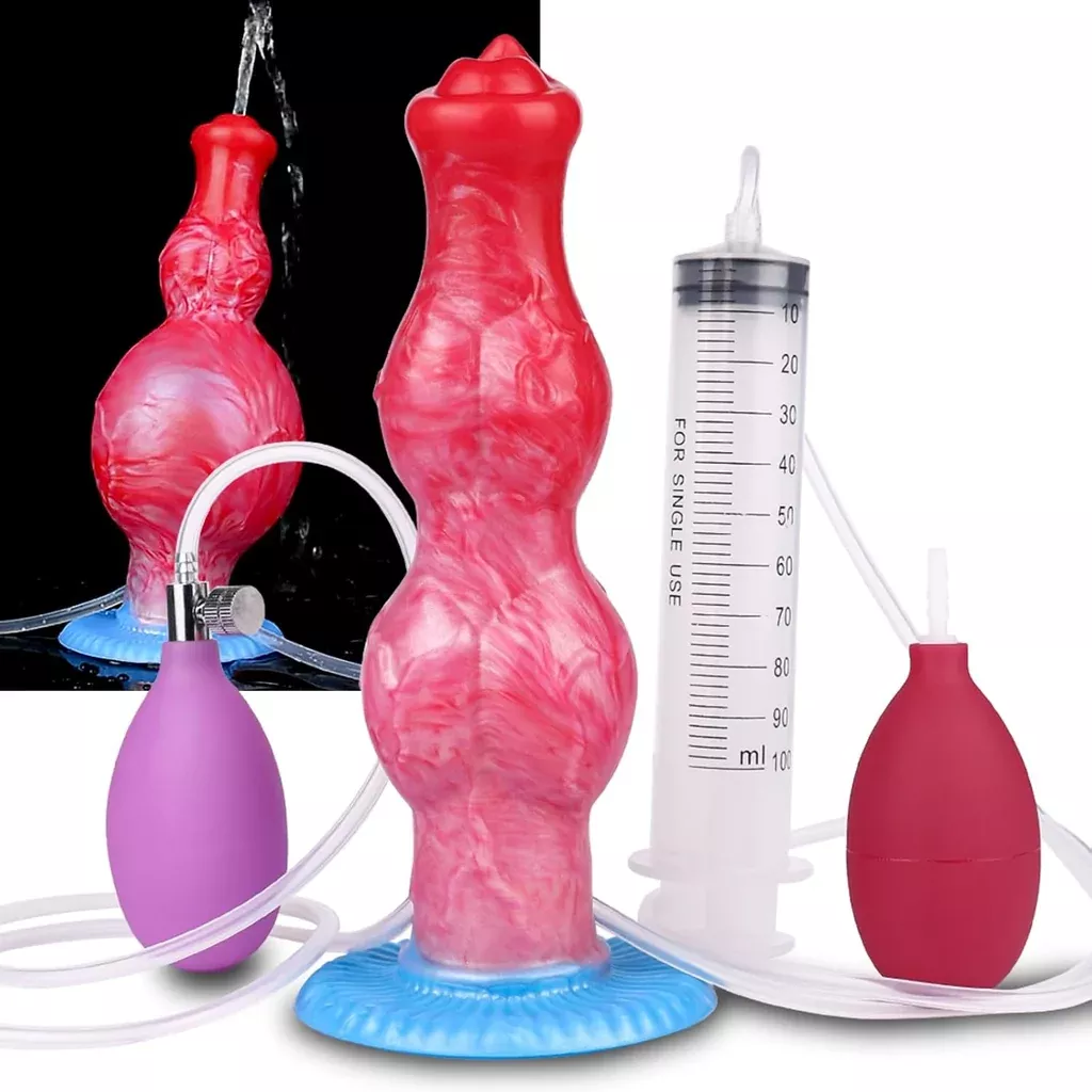 9-realistic-squirting-inflatable-dog-knot-dildo-2-big-knotted-expanding-butt-plu 9”Realistic Squirting Inflatable Dog Knot Dildo 2 Big Knotted Expanding Butt Plug Strong Ejaculating Toy Silicone Soft Fantasy Dildo G-Spot Cumming Animal Penis Plug Adult Sex Toys & Games (M)