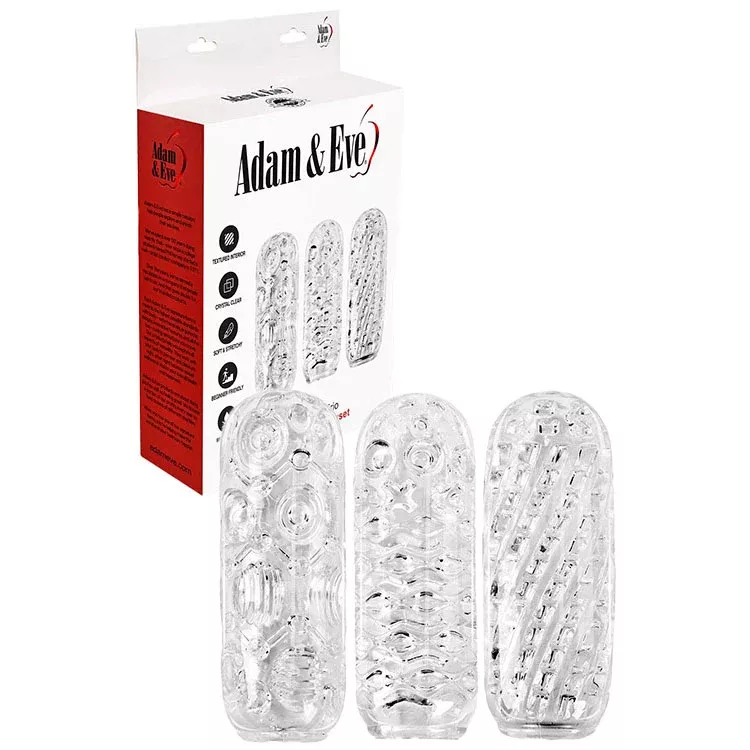 adam-eve-adams-crystal-trio-clear-strokers-3-pack Adam & Eve ADAMS CRYSTAL TRIO - Clear Strokers - 3 Pack