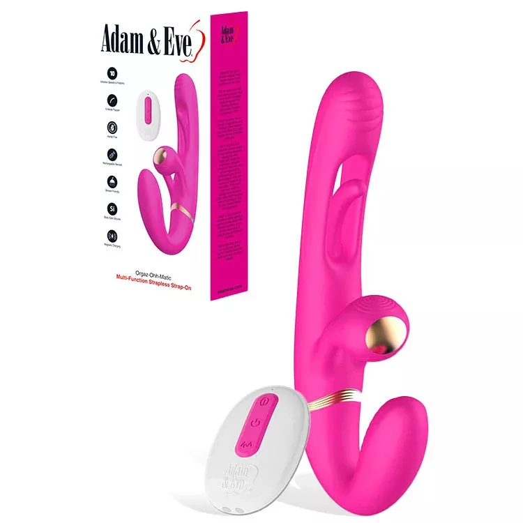 adam-eve-orgaz-ohh-matic-pink-23-5-cm-usb-rechargeable-strapless-strap-on-with-r Adam & Eve ORGAZ-OHH-MATIC - Pink 23.5 cm USB Rechargeable Strapless Strap-On with Remote