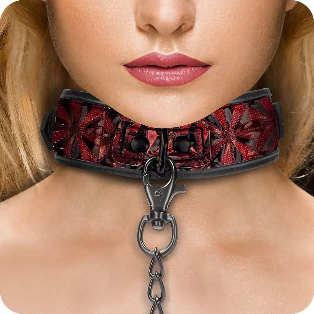Adjustable Leather Sex Collar and Leash Roleplay Game
