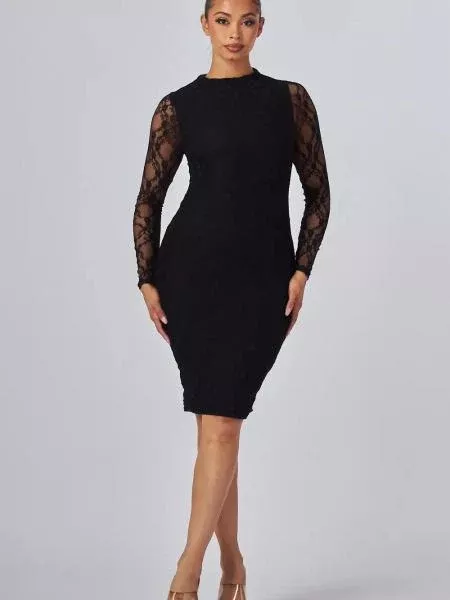 ailisa-lace-bodycon-dress-black Ailisa Lace Bodycon Dress - Black -