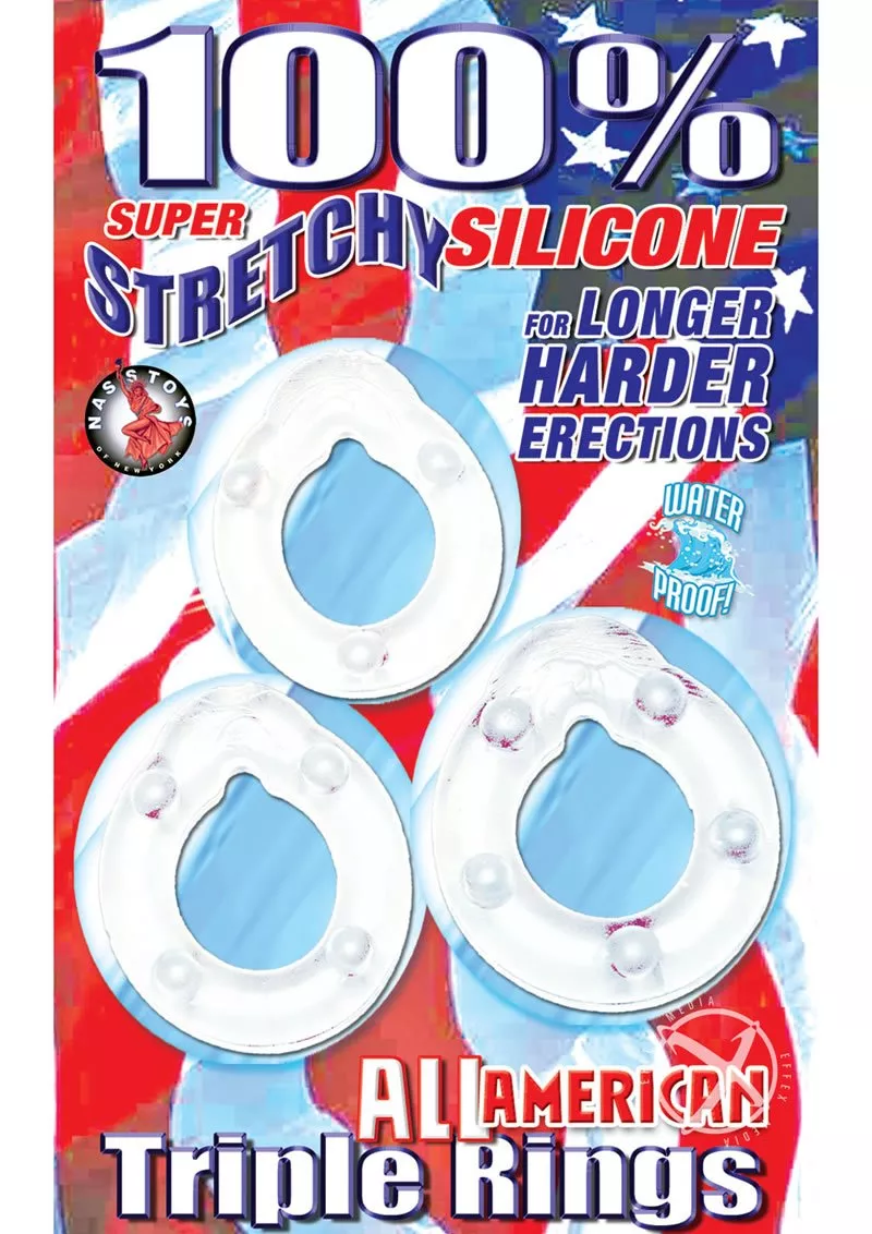 all-american-triple-rings-silicone-penis-rings-waterproof-clear All American Triple Rings Silicone Penis Rings Waterproof Clear