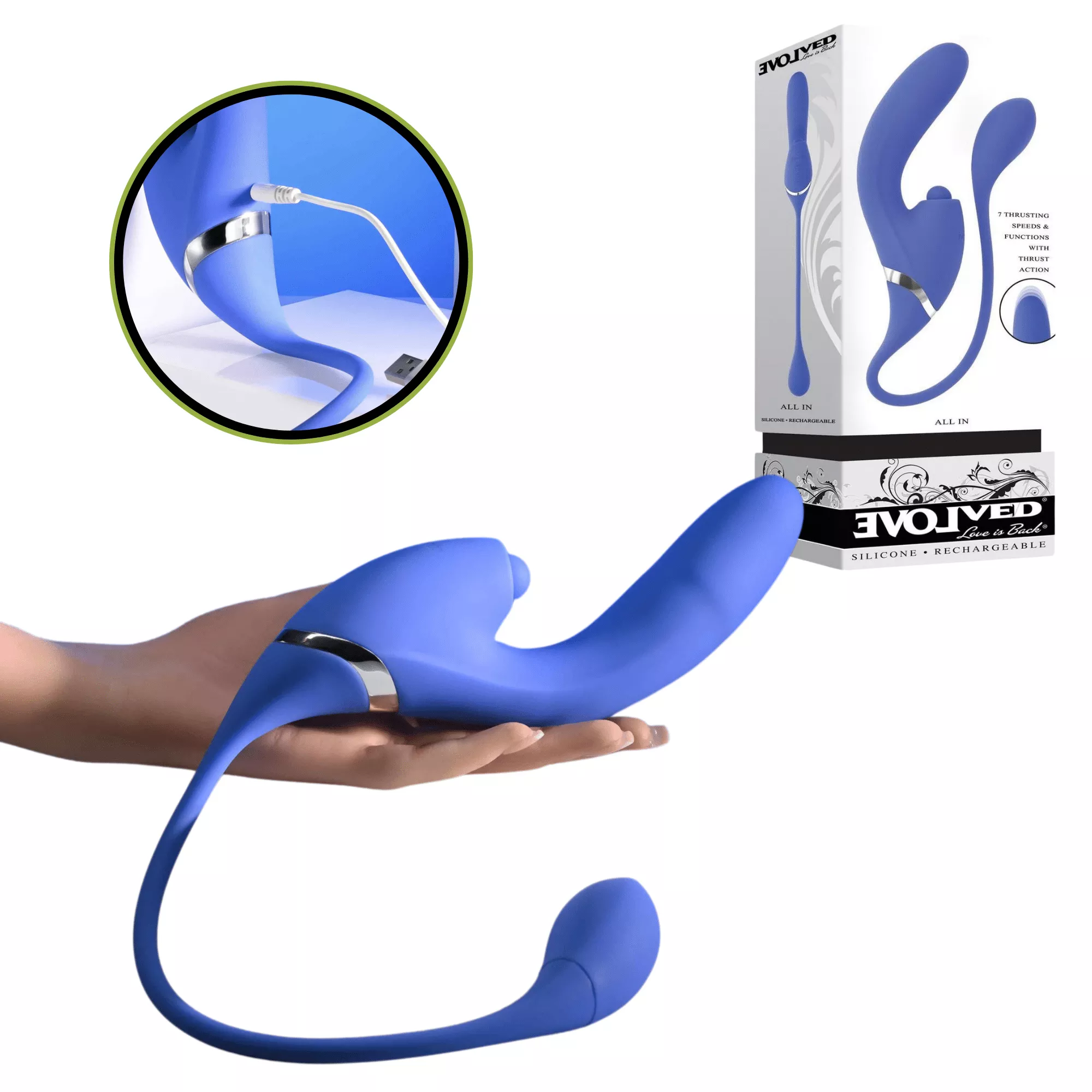 All In Thrusting Silicone Vibrator with Tail Plug
