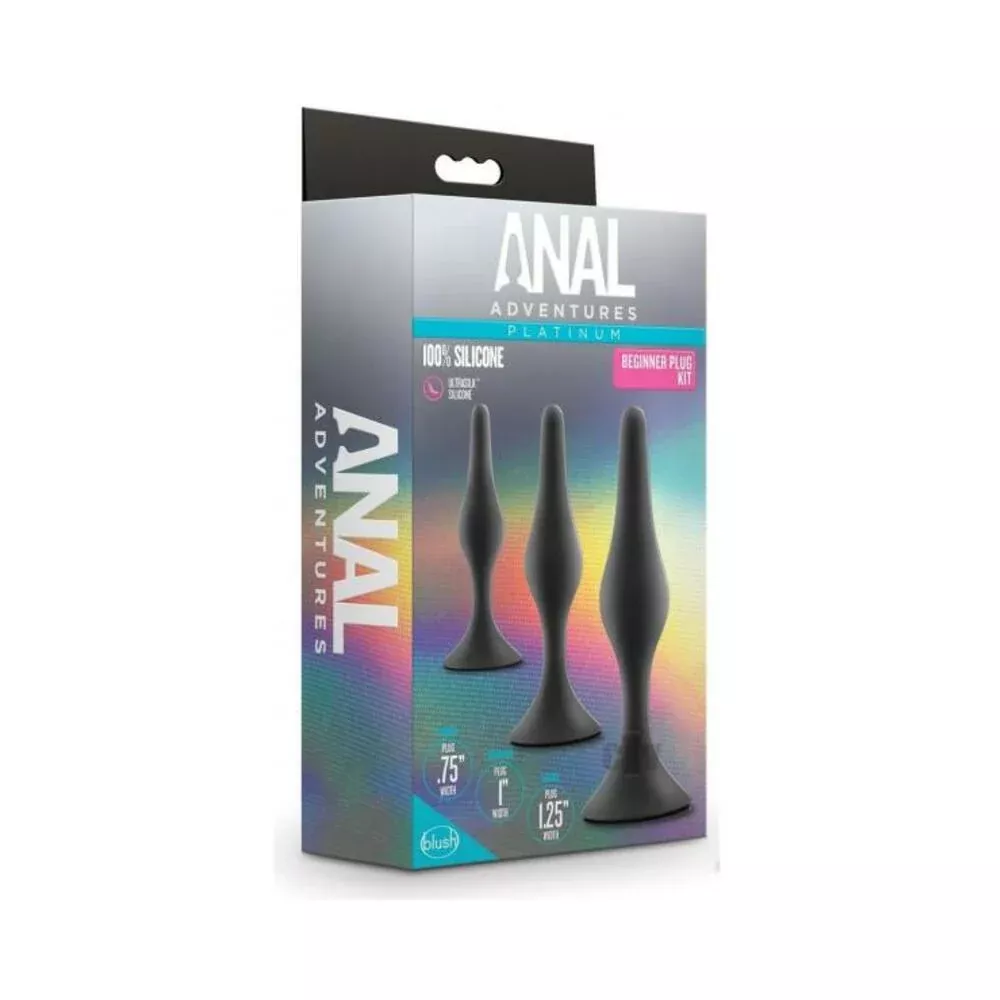 anal-adventures-platinum-silicone-beginner-plug-3-piece-kit-black Anal Adventures Platinum Silicone Beginner Plug 3-piece Kit Black