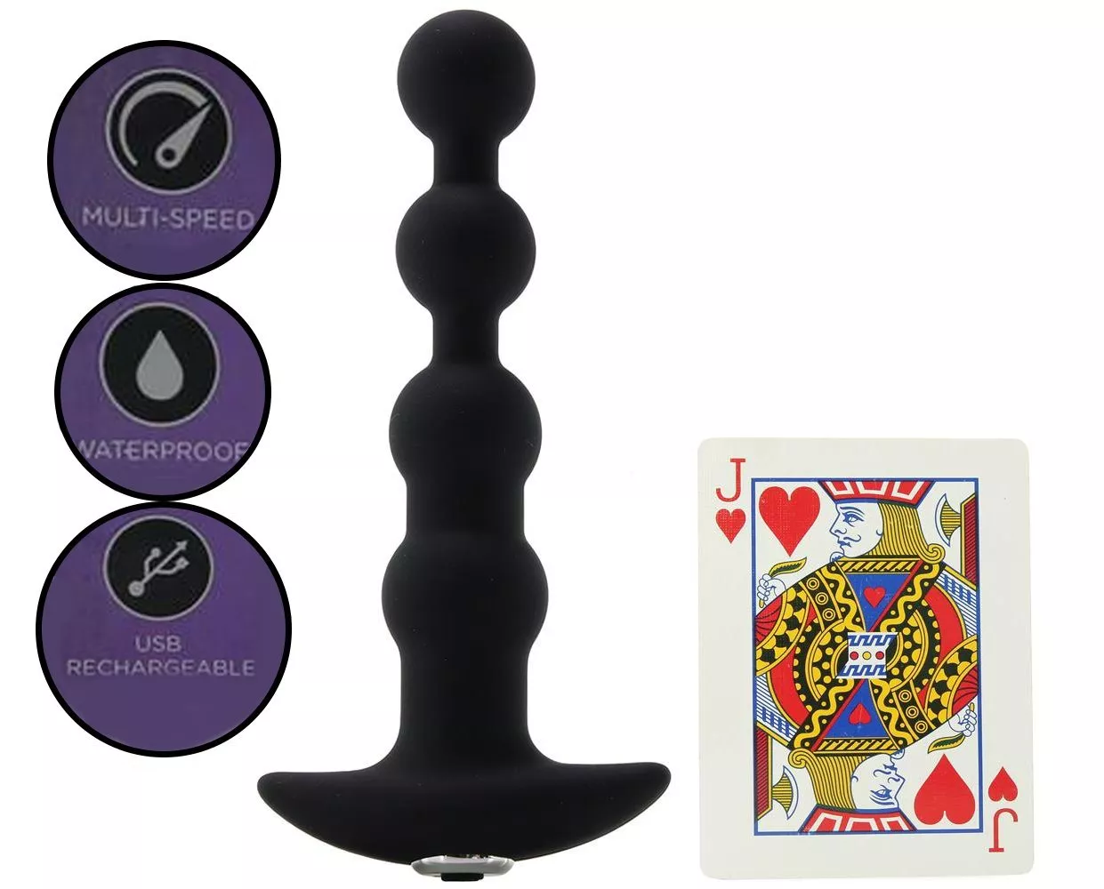 Anal Fantasy Elite Silicone Rechargeable Anal Beads Waterproof Black