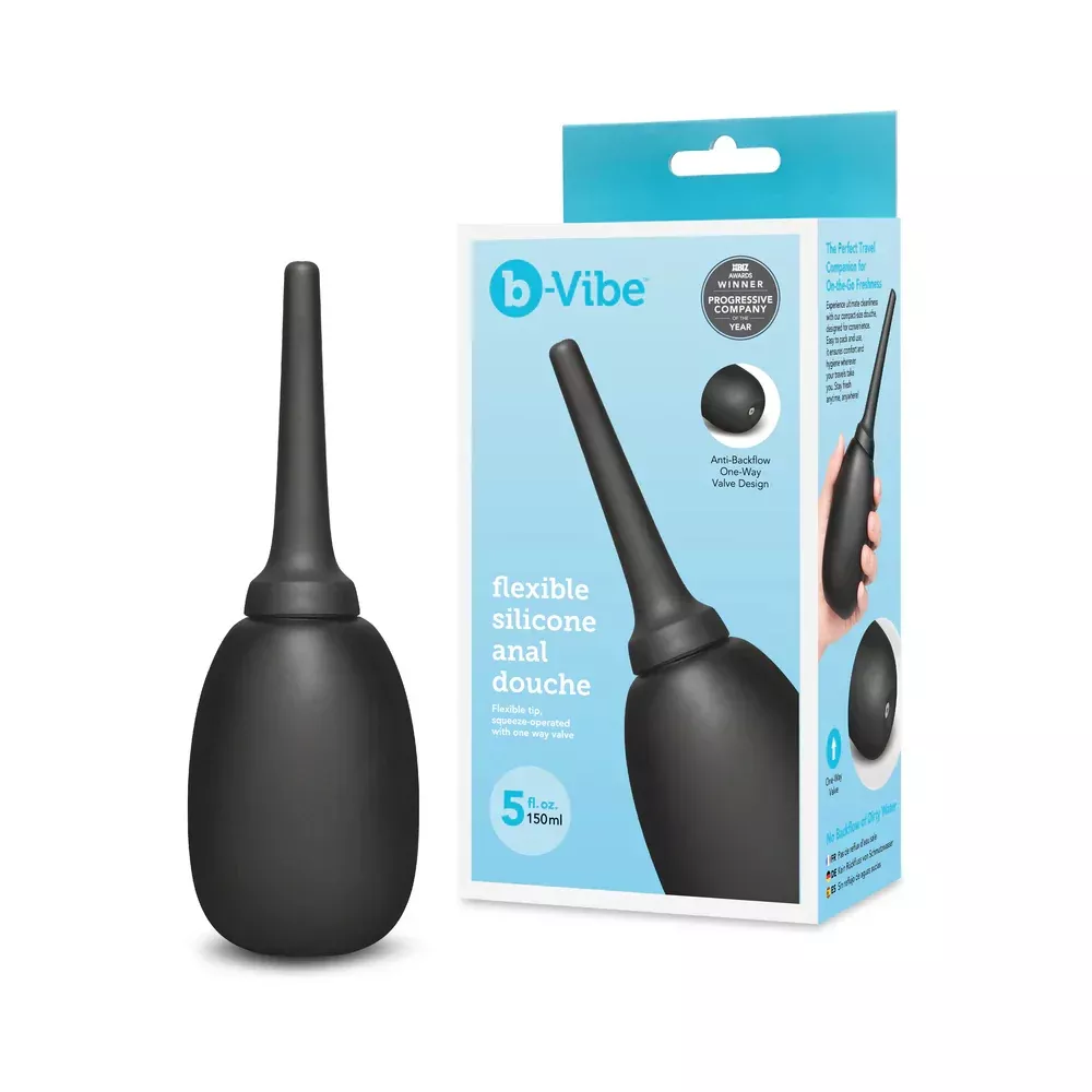 b-vibe-flexible-silicone-anal-douche-black B-Vibe Flexible Silicone Anal Douche - Black