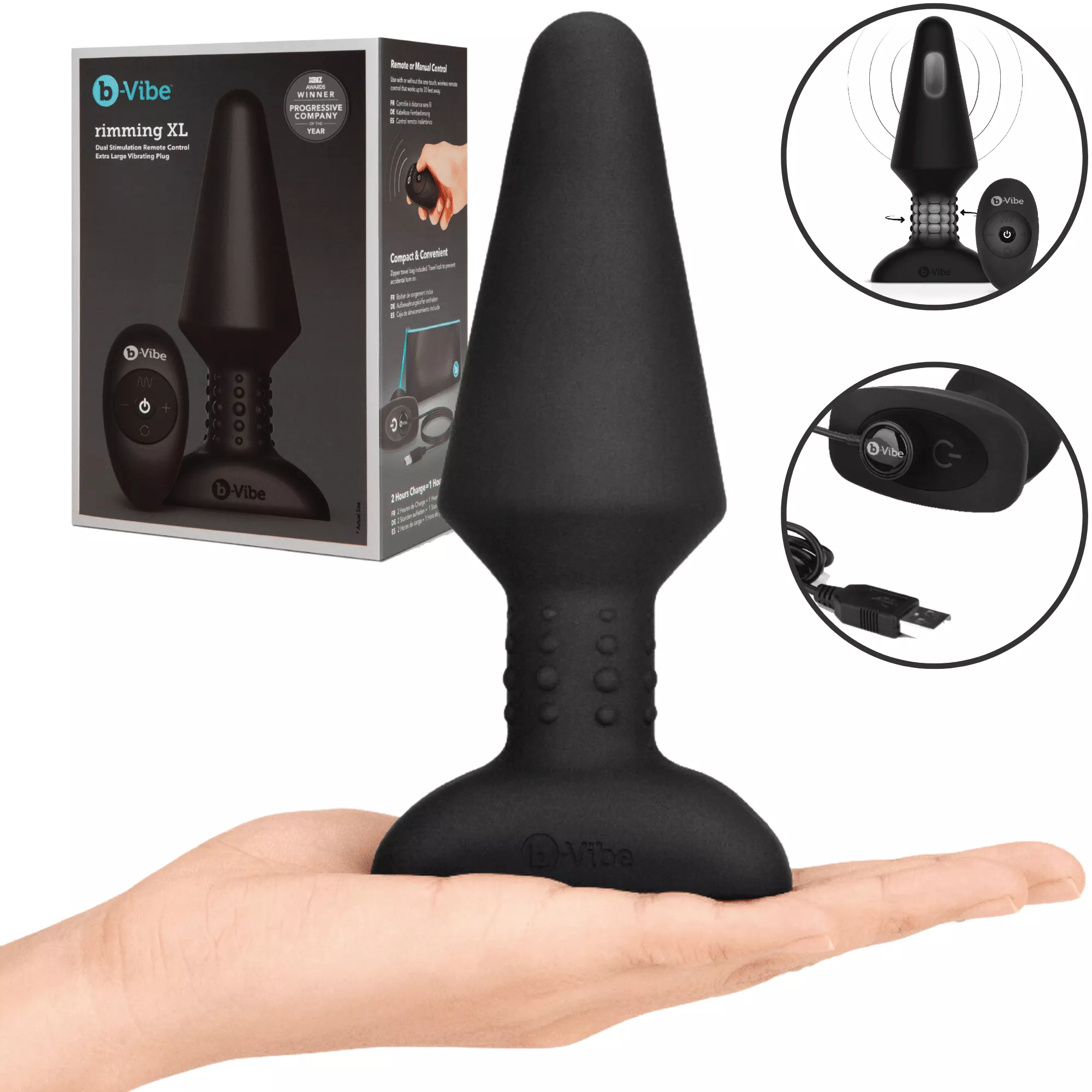 b-vibe-rimming-plug-rotation-vibration-beaded-neck-remote-control-butt-plug-xl-b B Vibe Rimming Plug Rotation and Vibration Beaded Neck Remote Control Butt Plug – XL Black
