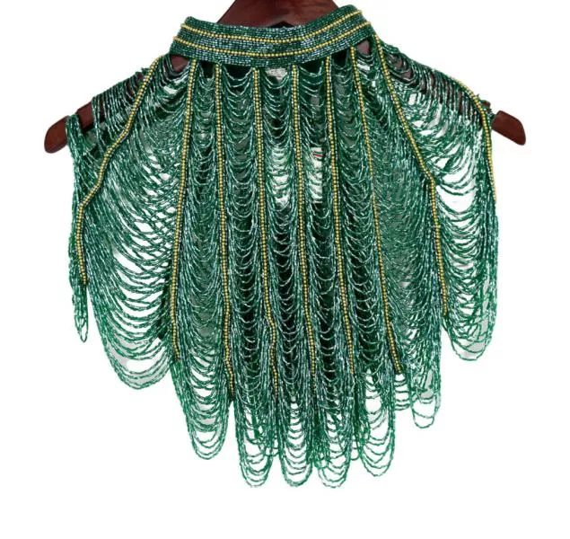 Beaded Shawl Capalet - Green
