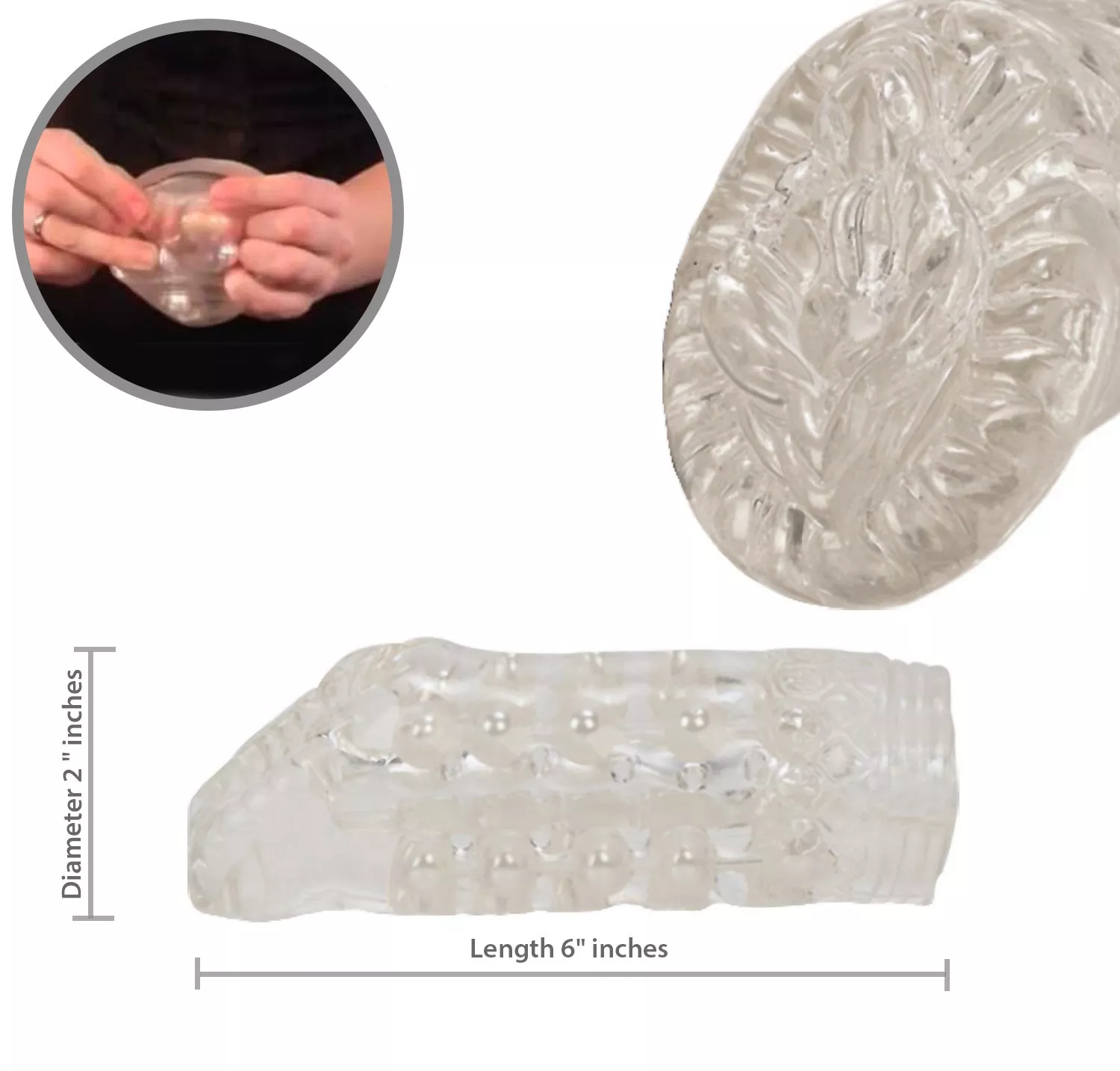 BEADED STROKE Pussy Masturbation Sleeve CLEAR