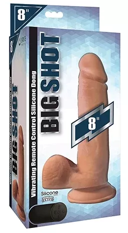 Big Shot 8" Vibrating Wireless Rechargeable Silicone Dildo w/Balls