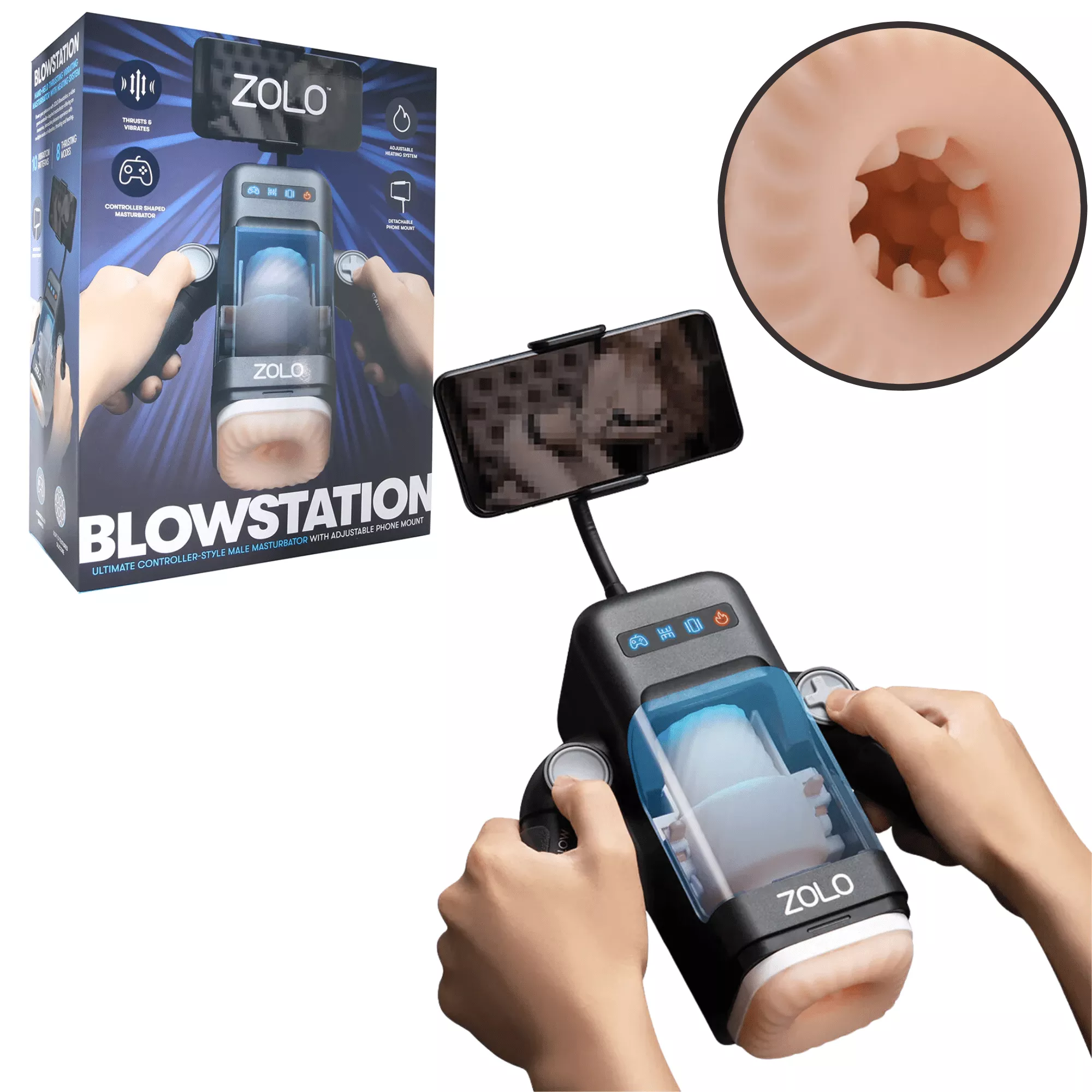 Blowstation Rechargeable Adjustable Vibrating Thrusting Male Masturbator