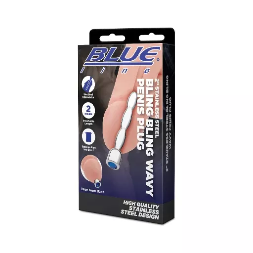 blue-line-2-stainless-steel-bling-bling-wavy-penis-plug Blue Line 2" STAINLESS STEEL BLING BLING WAVY PENIS PLUG
